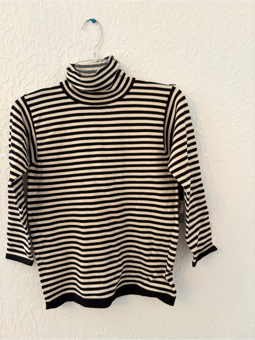 Striped Turtleneck Sweater - Black & Cream